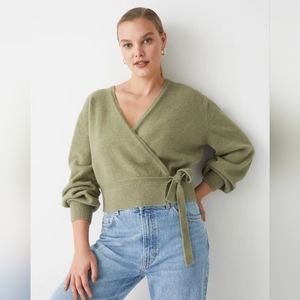 & Other Stories LA Sage Green Wool Blend Wrap Sweater, Size L